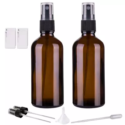 Amber Glass Spray Bottles For Essential Oils 4Oz Empty Small Fine Mist 2 Pack • $11.19