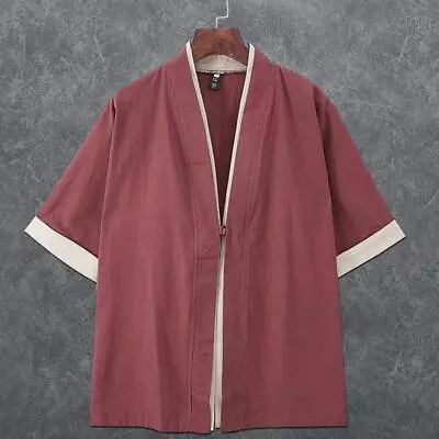 Chinese Linen Shirts Men's Kimono Cardigan Traditional Japanese Clothing Cape • $32.48
