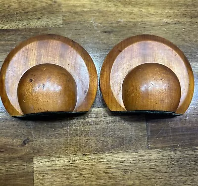 Vintage Duncan Myrtlewood Bookends Wooden Mid Century Modern Round Book End • $24.99