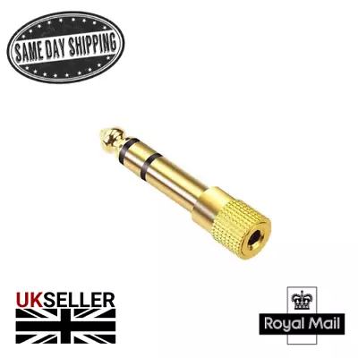 Headphone Jack Adapter 6.35mm Male (1/4 Inch) To 3.5mm Female (1/8 Inch) Stereo • £2.99