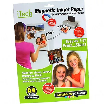 A4 MAGNETIC PHOTO GLOSS PAPER SUITABLE FOR ALL INKJET PRINTERS Fridge Card Gift • £5.58