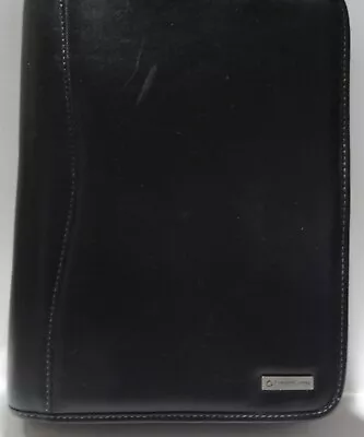 Franklin Covey Black Organizer Holder Zipped 7 Ring Tabbed Dividers Pockets EUC • $14