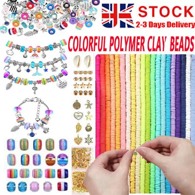 £8.95 • Buy 1 Set Charm Bracelets Making Kit Polymer Soft Clay Beads Spacer Kids DIY Gift UK