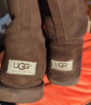 UGG Australia Womens Classic Tall Suede Sheepskin Chestnut Boots Sz 6 Pre Owned • $15