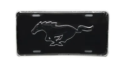 Ford Mustang Emblem Black Background 3d Embossed Metal Car License Plate Autotag • $12.98