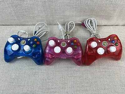 $34.99 • Buy Rock Candy Xbox 360 Gamepad Wired Clear Blue, Pink And Red Controllers W/ Cable