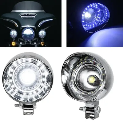 Chrome Motorcycle Driving Passing Spot Fog Light LED 12V For Harley Honda Yamaha • $37.99