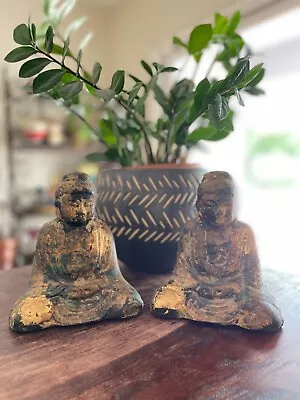 Vintage Japanese Amida Buddha Cast Iron Bookends/Statues • £366.23