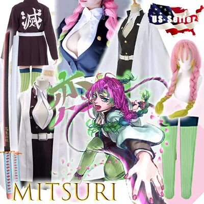$59.99 • Buy Anime Demon Slayer Kanroji Mitsuri Cosplay Costume Women Sexy Kimono Uniform Set