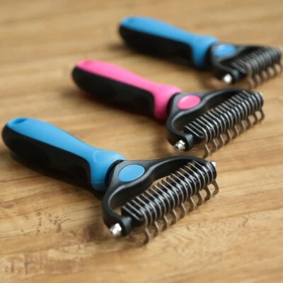 £11.89 • Buy Dog Undercoat Rake Comb Dual-Sided Demat Hair Grooming Tool Pet Hair Remover