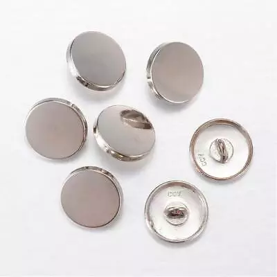 Silver Finish Metal Buttons Shank 15mm In Diameter (1/2'' Inch) - Silver Tone Sh • $3.29