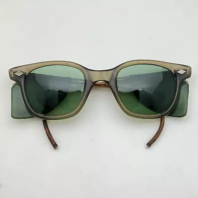 Vintage Work Safety Glasses W/ Green Lenses & Plastic Siding • $29.99