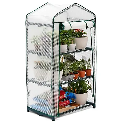 3 Tier Mini Greenhouse Grow House Outdoor Garden Frame Reinforced PE Cover • £26.99