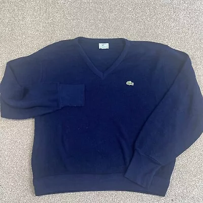 Vintage Izod Lacoste Sweater Mens L Large Blue V Neck Casual Pullover Jumper • £39.97