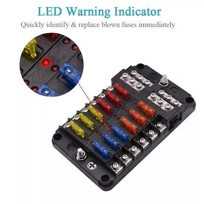 WUPP Boat Fuse Block Marine Fuse Panel With LED Warning Indicator Damp-Proof Co • $28.91