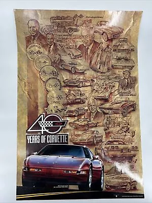 Vintage 1992 Chevrolet Motor Division 40 Years Of Corvette Poster 24” X 36” • $14.67