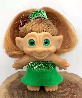 Vintage 1960s 3  DAM Scandia Rootie Troll Ginger Brown Green Spiral Eyes • $64.99