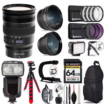 Nikon NIKKOR Z 24-70mm F/2.8 S Lens + Pro Flash + LED Light + Tripod - 64GB Kit • $2121.99