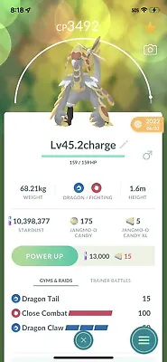 Kommo-o Pokemon Trade Go Lv45 Unlocked 2 Charge Master Pvp Pokémon Go • $7.08