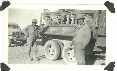 Vintage Old Photo Military Army Transport Trucks Troops Soldiers WWII • $6