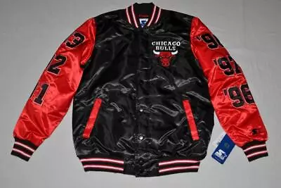 Starter Chicago Bulls  Varsity Satin Full-snap Jacket Patches All Sizes • $99