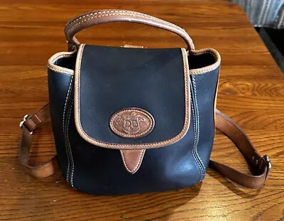 Vintage Dooney & Bourke Black Leather Donegal Backpack Handbag Purse • $145.32