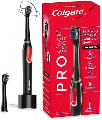 Colgate ProClinical Electric Power Toothbrush 250R Charcoal 2 Brush Heads Includ • $39.95