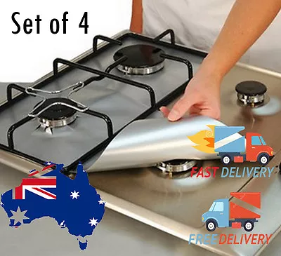 $7.90 • Buy Reusable Non Stick Foil Reuseable Stove Top Burner Protector Liner Cover 4PCS