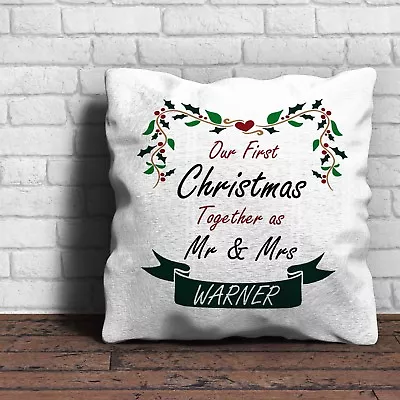 Our First Christmas Together As Mr & Mrs Cushion - You Choose Name • £8.99