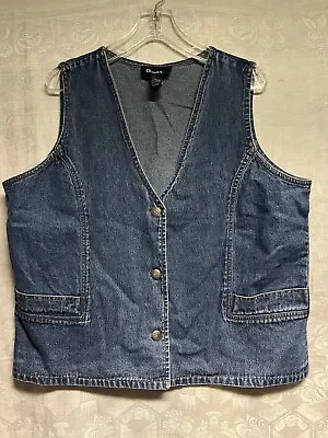 Denim & Co. Men's Jean Denim Western-style Vest Pockets Size XL Silver Buttons • $9.60