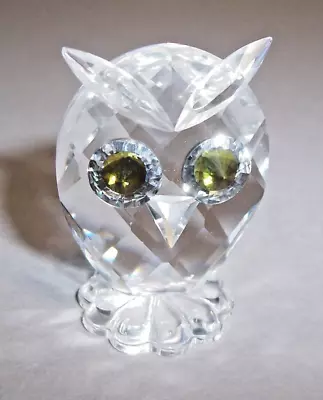 Vintage Swarovski CRYSTAL OWL 1.25” Bird Figurine Citrine Eyes ~Block Mark • $19