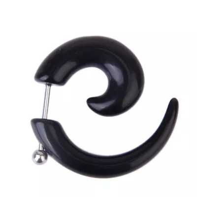 1pc FAKE 6MM BLACK EAR STRETCHER/EXPANDER PLUG STRETCHING SPIRAL PIERCE NEW • £4.45