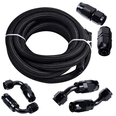 AN6 -6 AN AN-6 Fitting Hose End Nylon Braided Oil Fuel Gas Hose Line Pipe Kit • $37.89