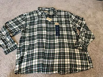 Blue Mountain Men's 3XL (XXXL) LS Cotton Flannel Button Shirt NWT Green Plaid • $6