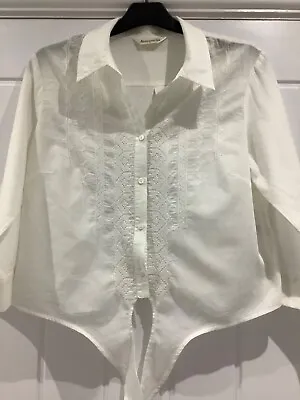 Accessorize  White Short Summer Shirt Size Medium • £3.99