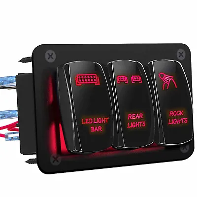 3 Gang Toggle Rocker Switch Panel Red LED Light For Car Marine Boat Waterproof • $16.95