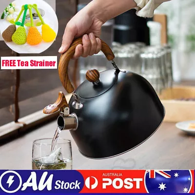 3L Whistling Kettle Tea Stove Gas Camping Stainless Steel Teapot Kitchen Tea Pot • $26.98