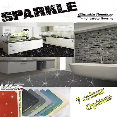 £1.99 • Buy Bathroom Flooring Kitchen Vinyl Lino Sparkle Safety Sparkly Glitter Wetroom