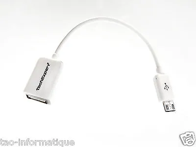 USB Cable Female Micro USB OTG Samsung Galaxy Tab 3 T3100 T3110 P5200 White • £3.84