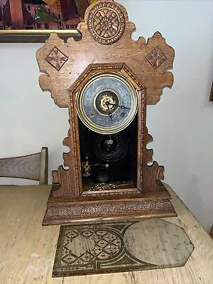 Antique E. Ingraham Gingerbread Mantle Clock Pendulum Alarm Glass Parts Restore • $76.50