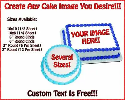 Create Your Custom Birthday Cake ~ Edible 2D Fondant Cake Cupcake Topper ~  * • $3.98