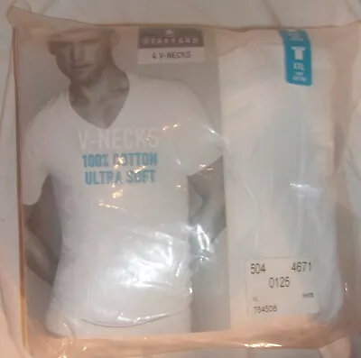 Stafford V-necks T-shirts 4 Pack White Cotton Size Xxl  New In Package • $39.99