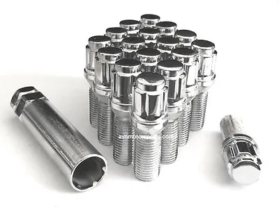 (20) 14x1.5 SPLINE TUNER LUG BOLT CHROME WHEEL LOCK 28MM SHANK AUDI MERCEDES VW • $35.99