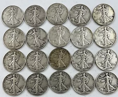 Roll Of 20 Walking Liberty Half Dollars  $10 Face 90% Silver Bullion • $205.99