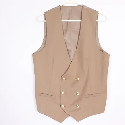 Rossi Man Mens Slim Fit Sz S (36) Tan Double Breasted Dress Suit Vest Waistcoat • $29.99