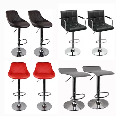 Set Of 2 Bar Stools Swivel Adjustable Bar Chair Modern PU Leather Pub Counter • $56.88