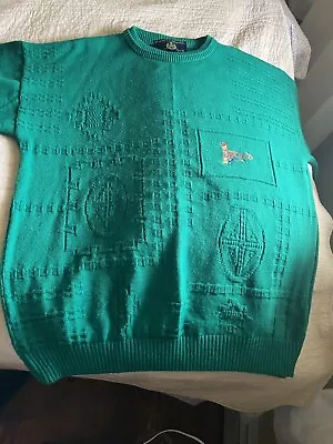 VINTAGE 1980's Made In IRELAND Green IRISH SWEATER Size XL IRELAND EMBROIDERY • $15