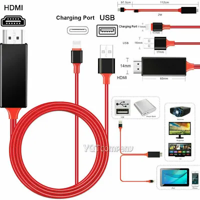 6FT HDMI Mirroring Adapter Cable For IPhone 14 13 12 11 Pro XS Max 6 7 8 XR X SE • $11.79