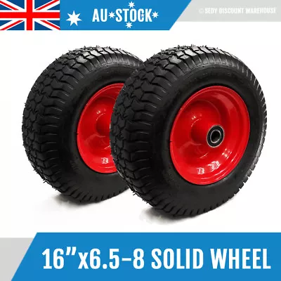 2x 16-6.5-8 Solid Wheelbarrow Wheel Non-Pneumatic Tyre Barrow Trolley Wagon 25mm • $118.99