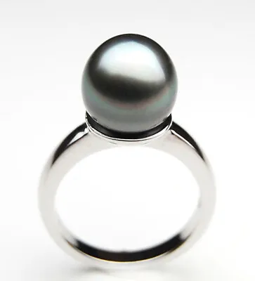 Genuine 10mm Tahitian Grey Pearl Ring Pacific Pearls® 20% Off Gifts For Daughter • $229